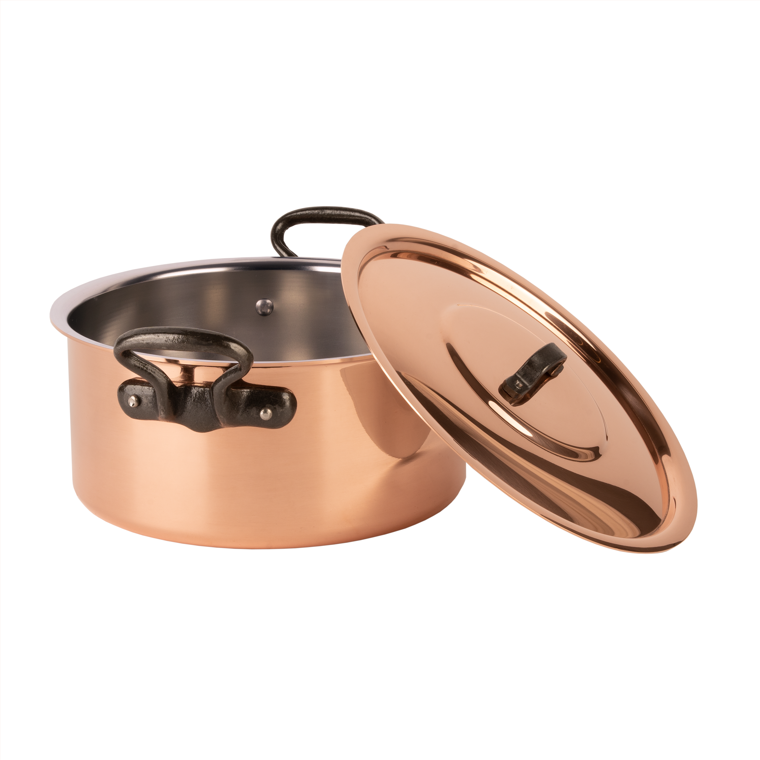 Tinned copper stock pot with lid