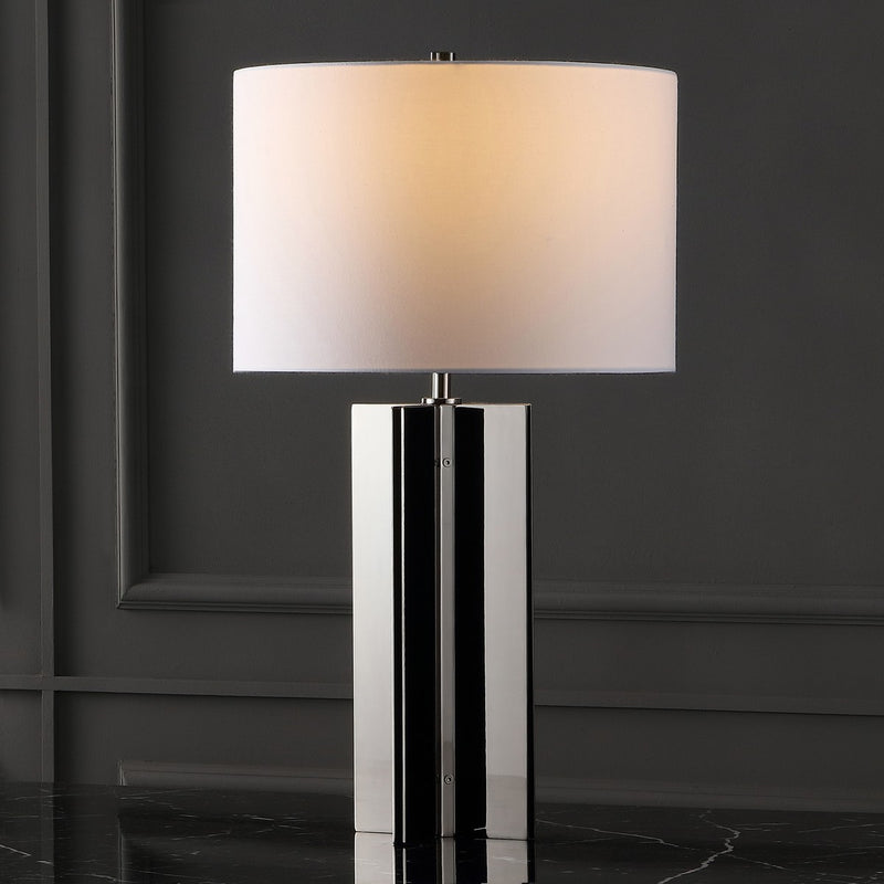Rollins Chic Square Metal Table Lamp in Nickel - The Mayfair Hall