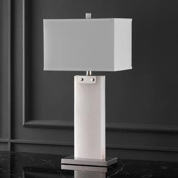 Morgen Glamorous White Alabaster Table Lamp Safavieh