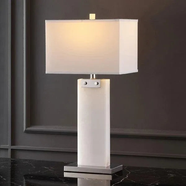 Morgen Glamorous White Alabaster Table Lamp Safavieh
