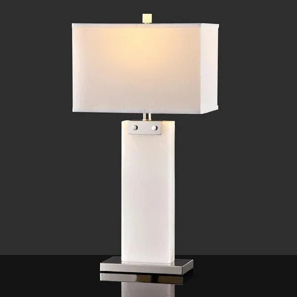 Morgen Glamorous White Alabaster Table Lamp Safavieh