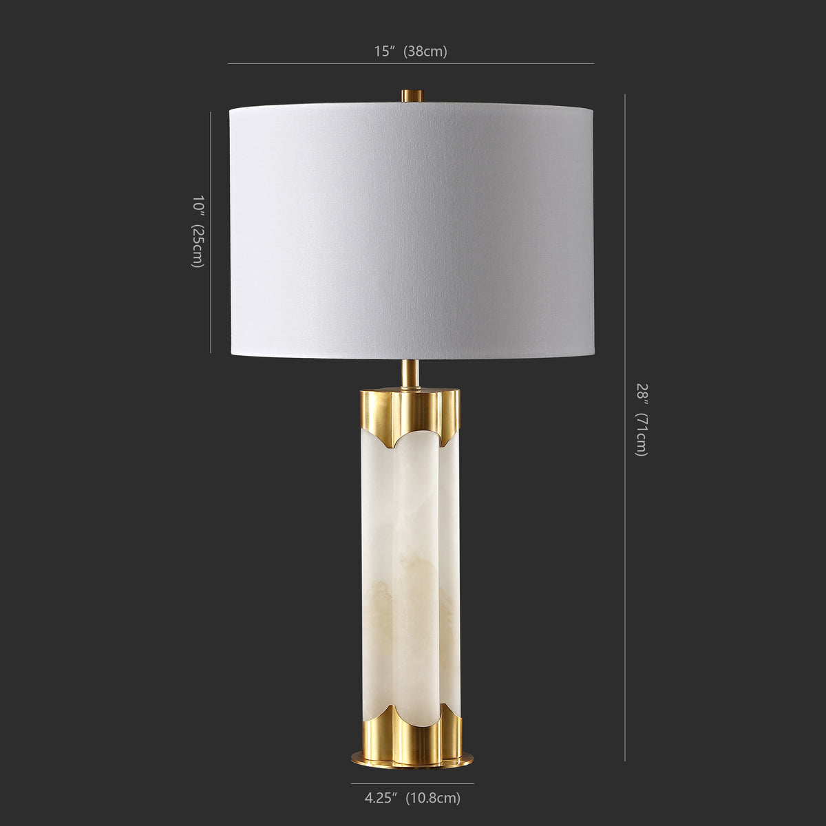 Chavez Alabaster Table Lamp in White and Gold
