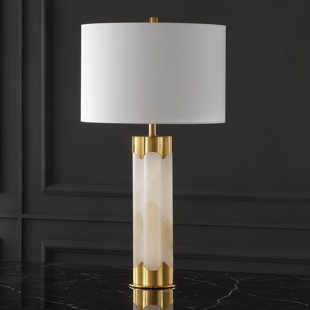 Chavez Alabaster Table Lamp in White and Gold