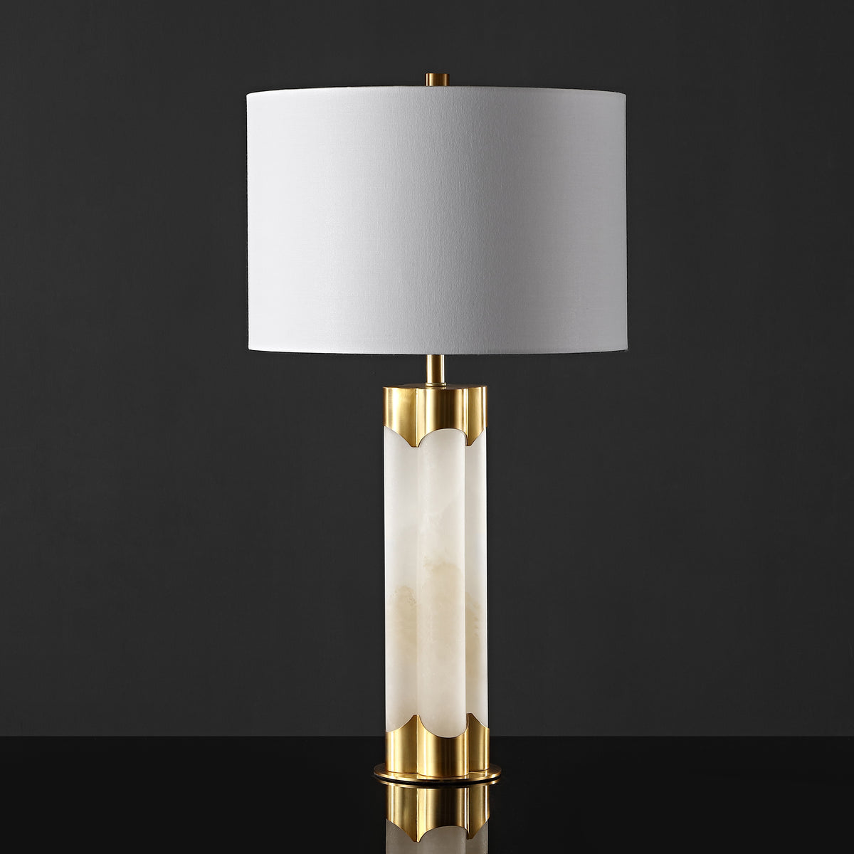Chavez Alabaster Table Lamp in White and Gold