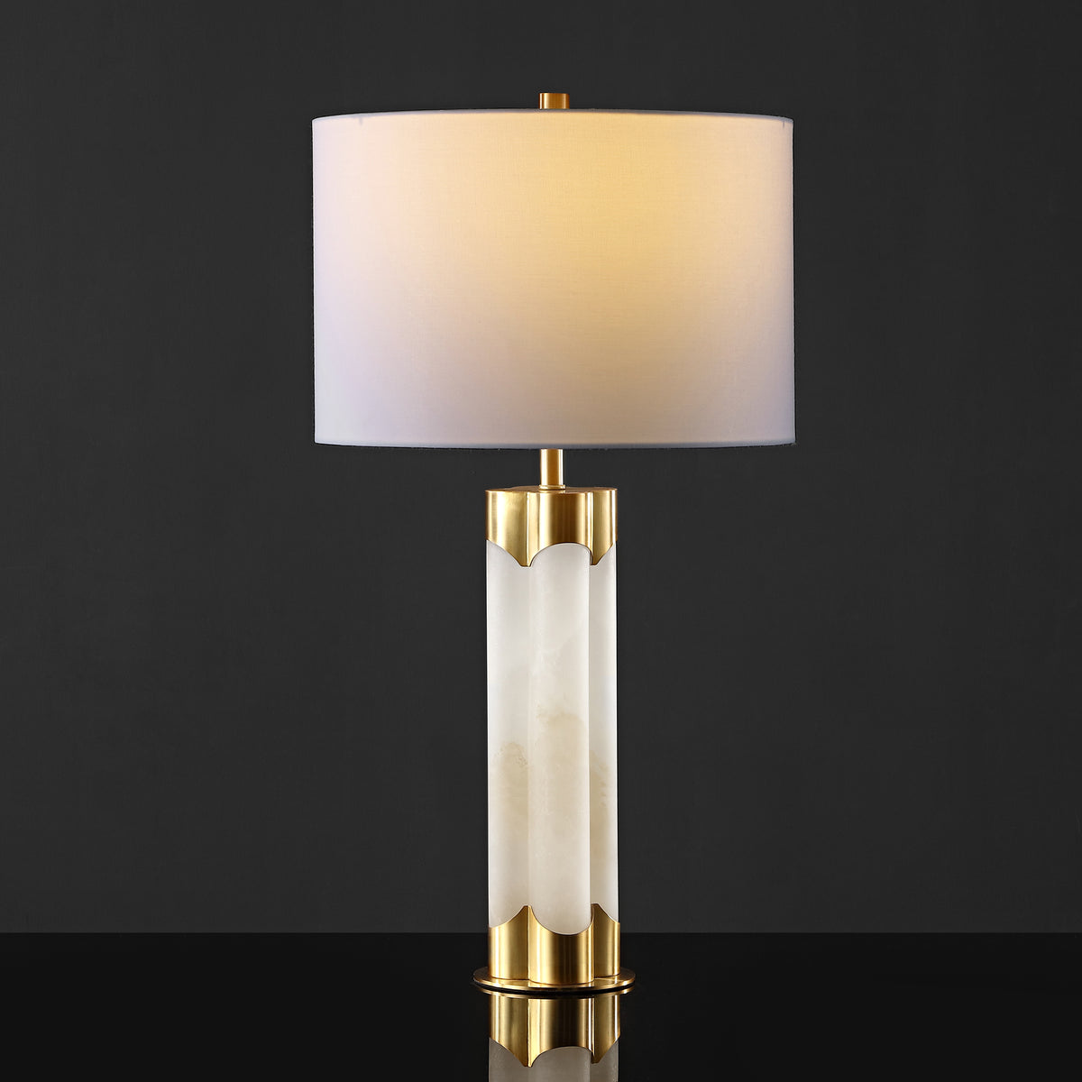 Chavez Alabaster Table Lamp in White and Gold