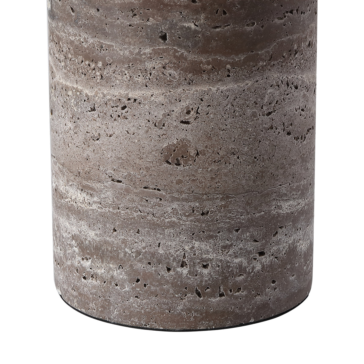 Rynetta Travertine Table Lamp in Dark Brown and White