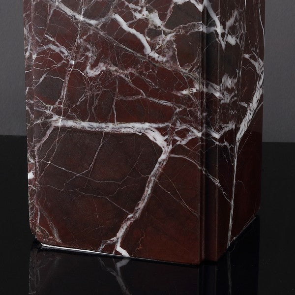 Mackenzie Square Marble Table Lamp in Maroon and White