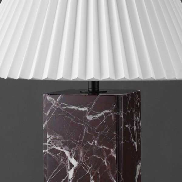 Mackenzie Square Marble Table Lamp in Maroon and White