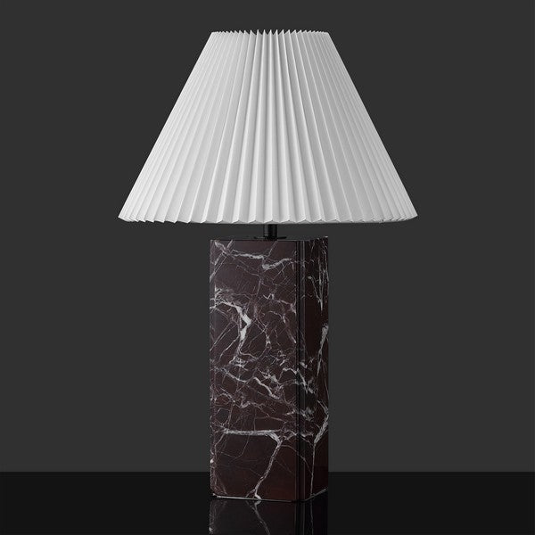 Mackenzie Square Marble Table Lamp in Maroon and White