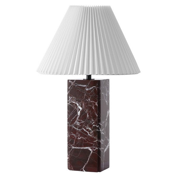 Mackenzie Square Marble Table Lamp in Maroon and White