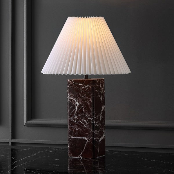 Mackenzie Square Marble Table Lamp in Maroon and White