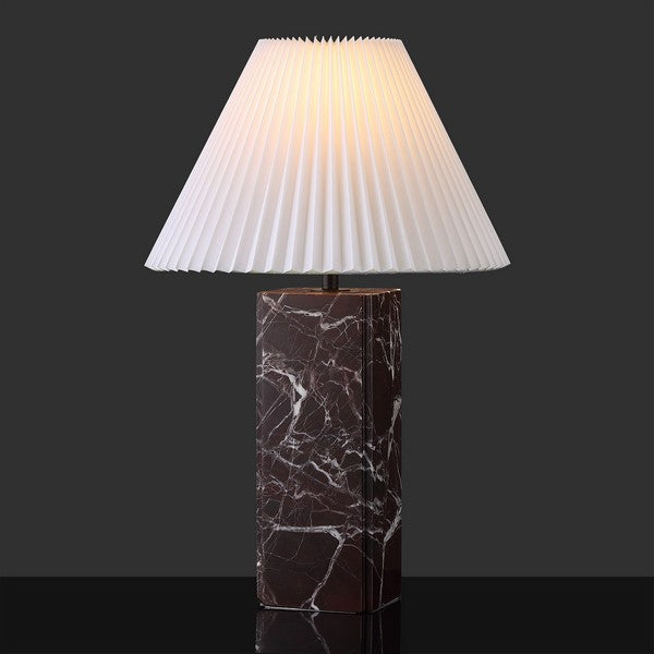 Mackenzie Square Marble Table Lamp in Maroon and White