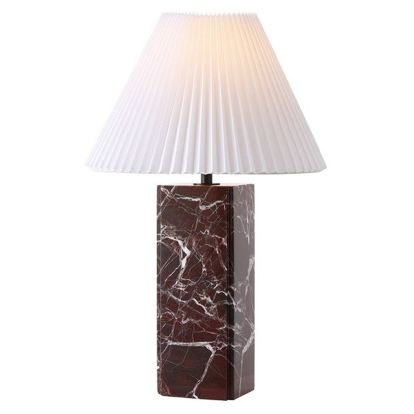 Mackenzie Square Marble Table Lamp in Maroon and White