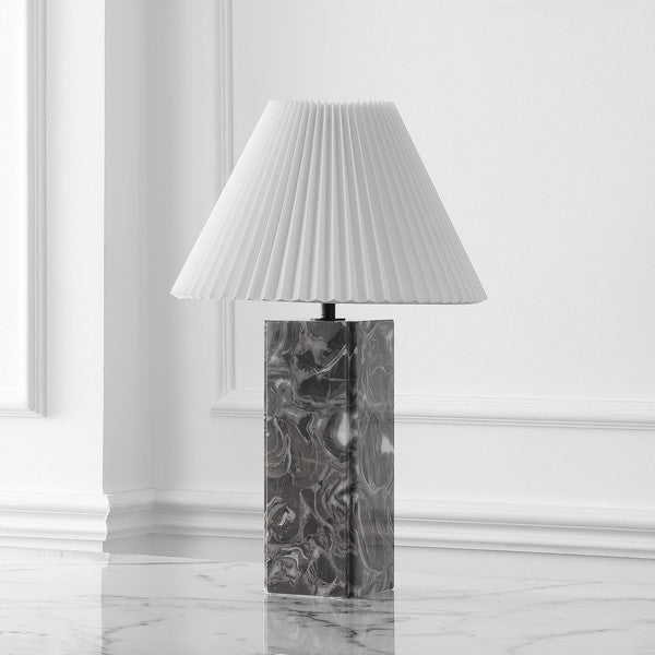 Mackenzie Marble Table Lamp in Light Gray and White