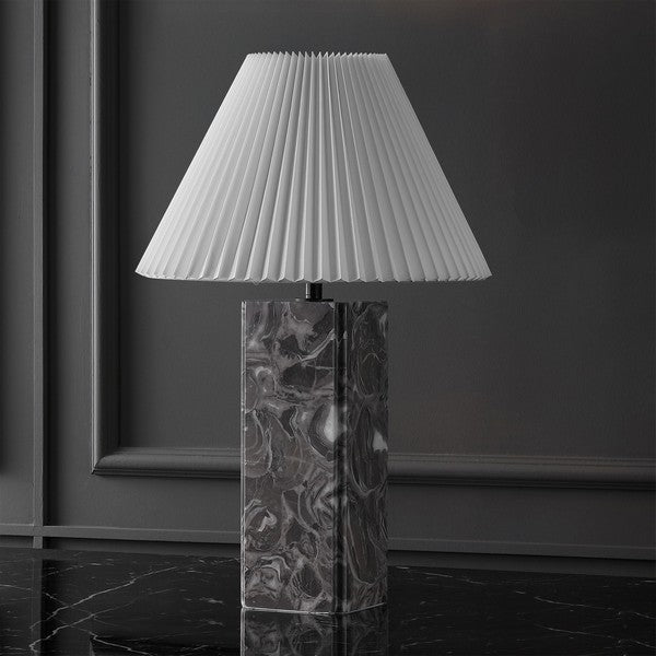 Mackenzie Marble Table Lamp in Light Gray and White