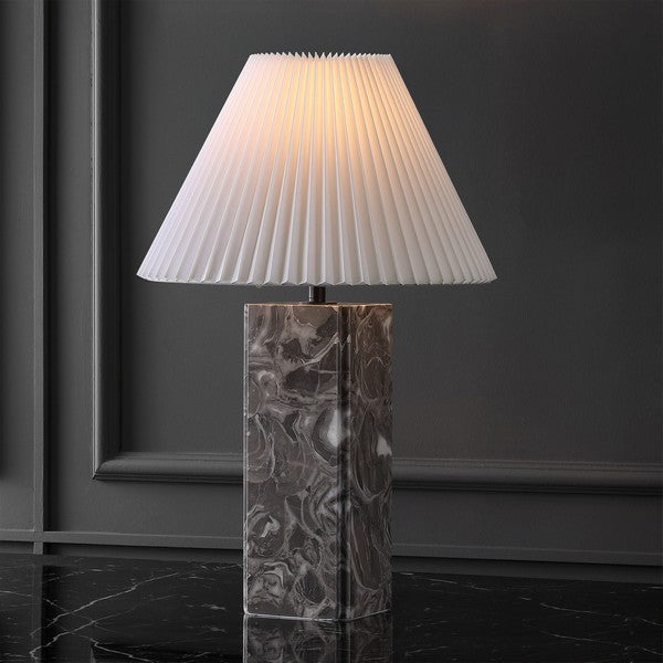 Mackenzie Marble Table Lamp in Light Gray and White