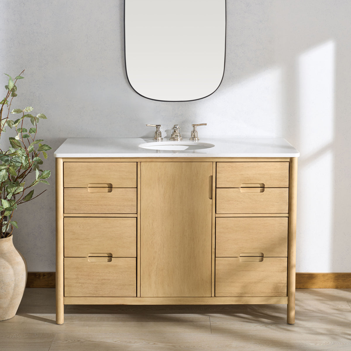 Petrabecca 48" Single Vanity in Light Oak and White