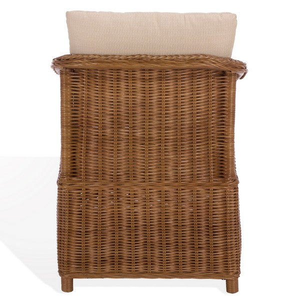 Nikolina Rattan Accent Chair in Natural with Beige Cushion