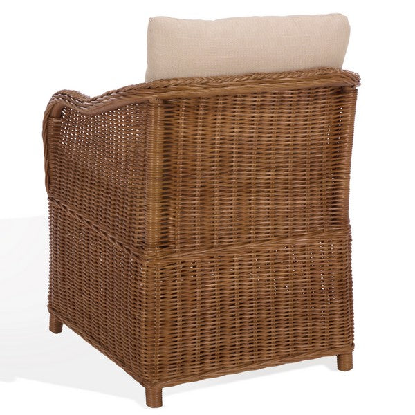 Nikolina Rattan Accent Chair in Natural with Beige Cushion