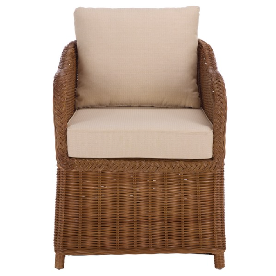 Nikolina Rattan Accent Chair in Natural with Beige Cushion