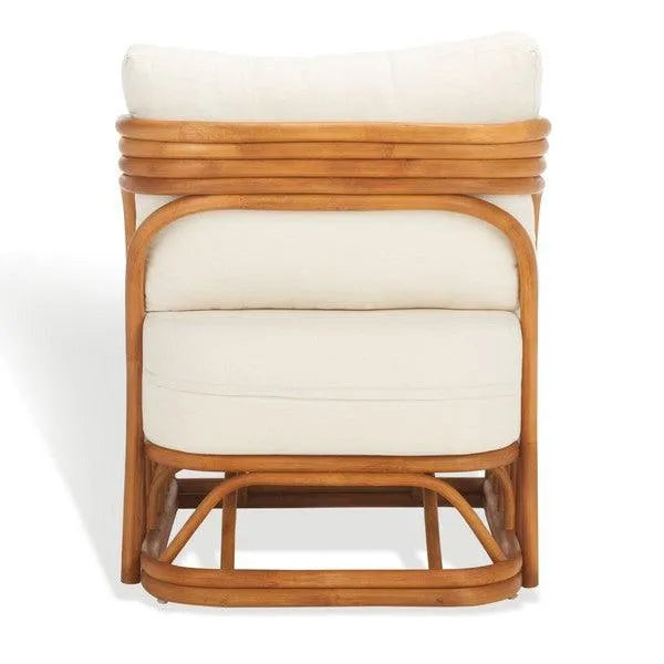 Safavieh Harlowe Rattan Accent Chair in Natural/White with Sculpted Lines