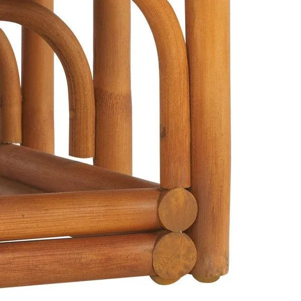 Safavieh Harlowe Rattan Accent Chair in Natural/White with Sculpted Lines