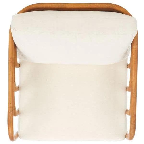 Safavieh Harlowe Rattan Accent Chair in Natural/White with Sculpted Lines