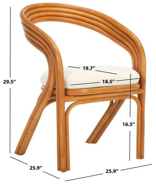 Jennabrook Rattan Dining Chair in Natural and White with Curved Back