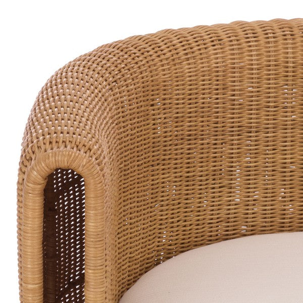 O'reilly Rattan Accent Chair in Natural with Beige Cushion