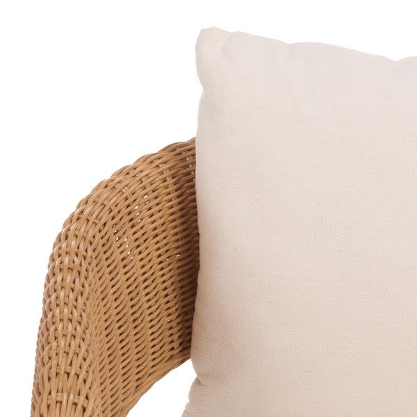 Leanna Rattan Swivel Accent Chair in Natural with White Cushion