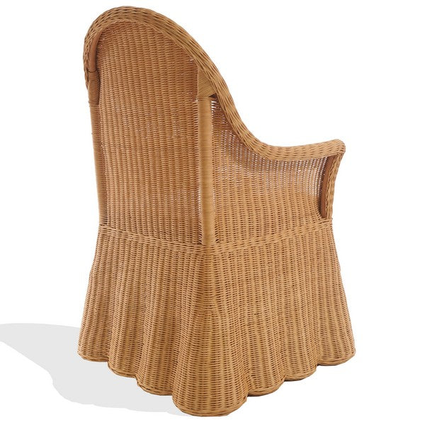 Hylda Rattan Dining Chair in Natural with White Cushion