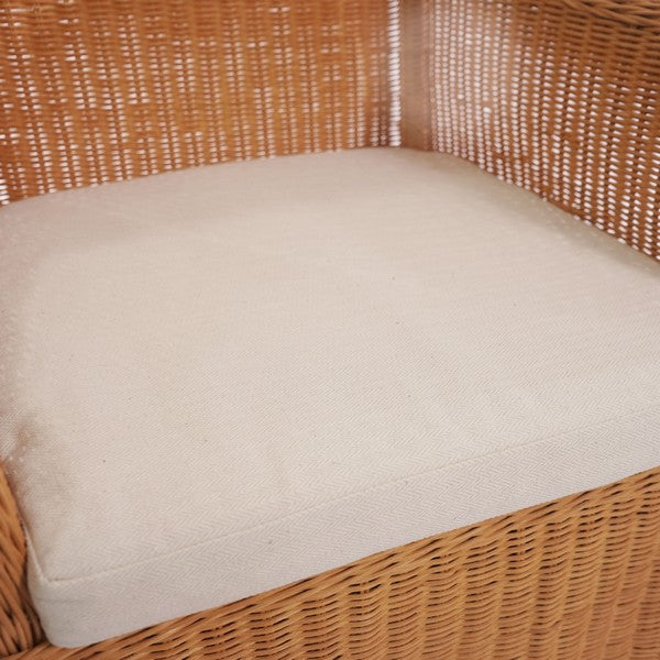 Hylda Rattan Dining Chair in Natural with White Cushion