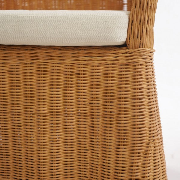 Hylda Rattan Dining Chair in Natural with White Cushion