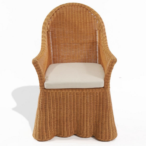 Hylda Rattan Dining Chair in Natural with White Cushion