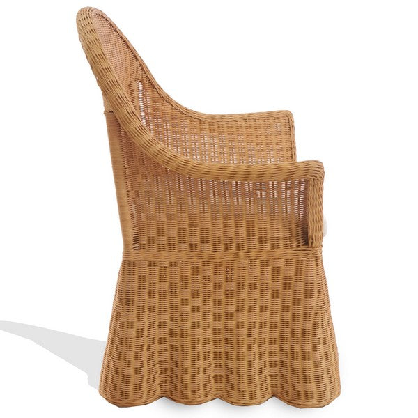 Hylda Rattan Dining Chair in Natural with White Cushion