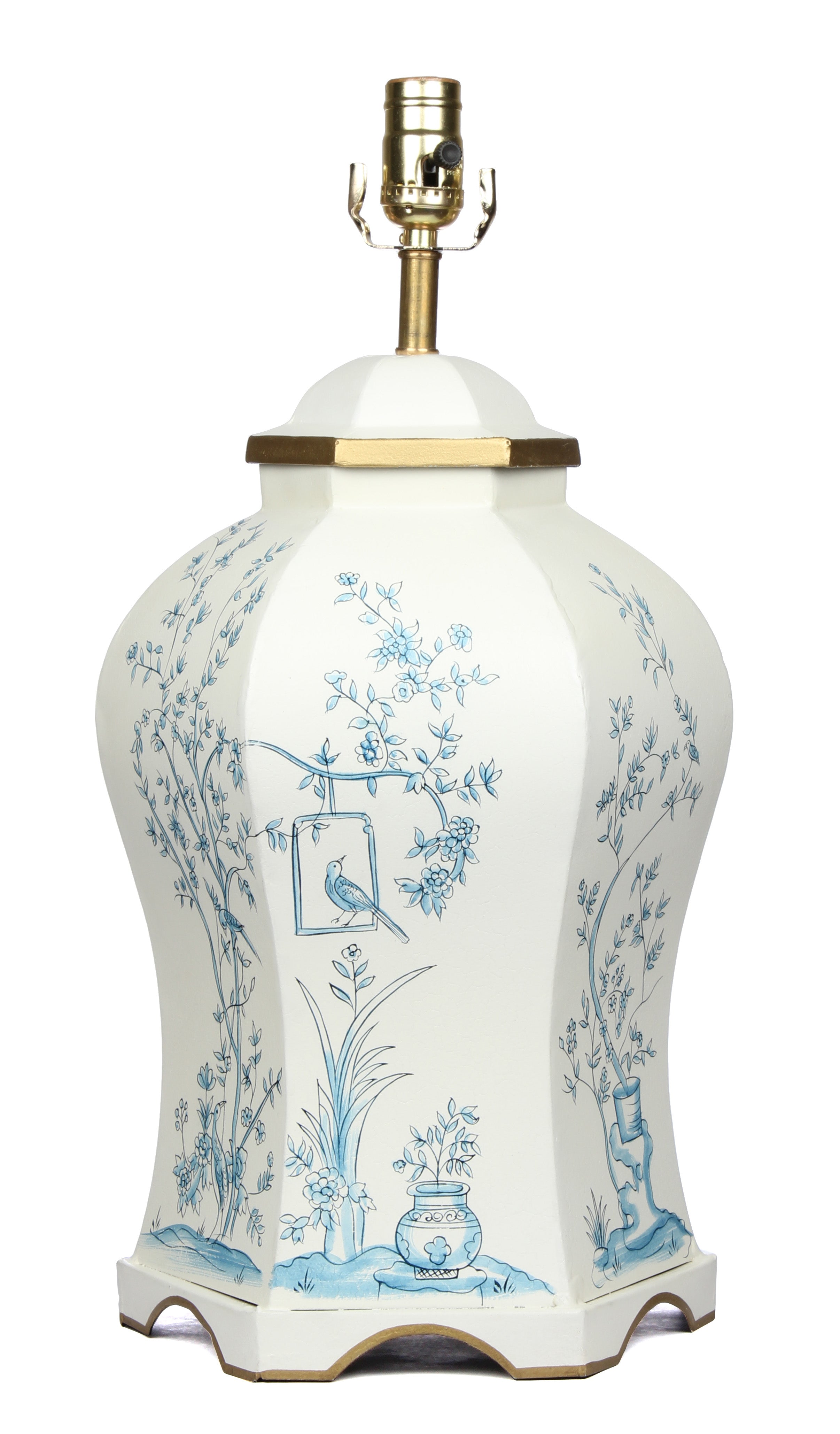 Ivory & Blue ROUND SCALLOPED LAMP