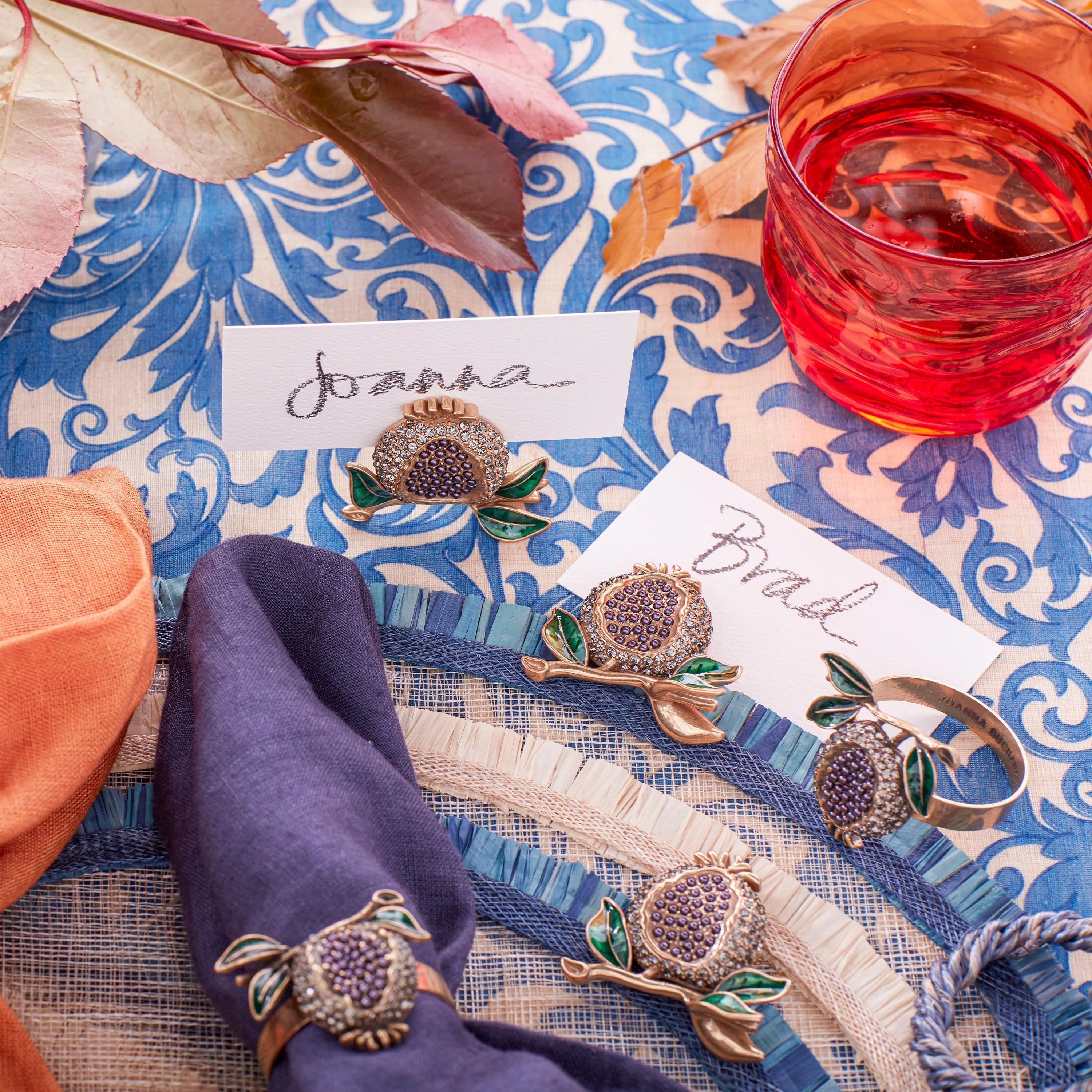 Pomegranate skinny napkin rings, set of four - The Mayfair Hall