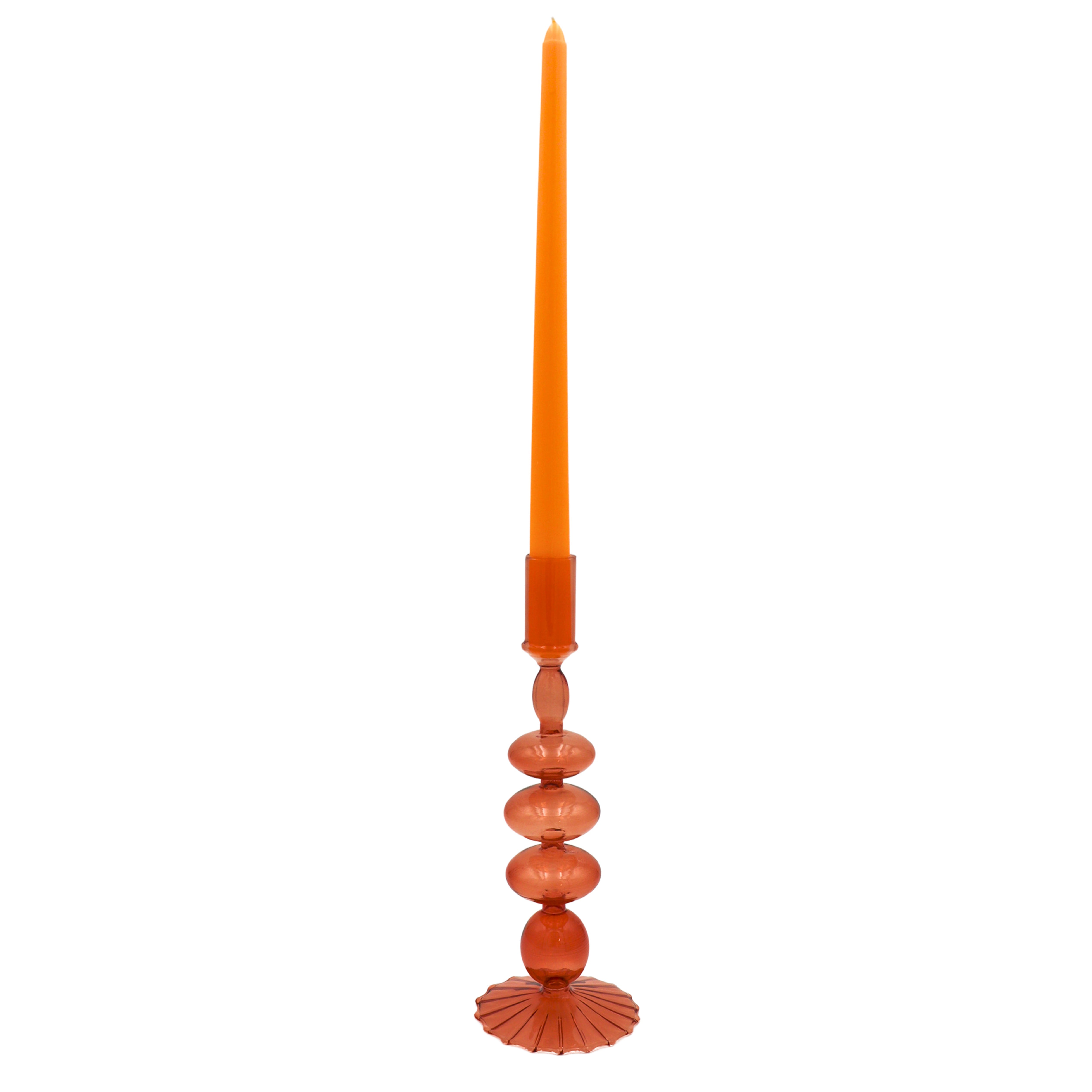 Café Saffron Candle Holder with Ribbed Base (Set of 2)