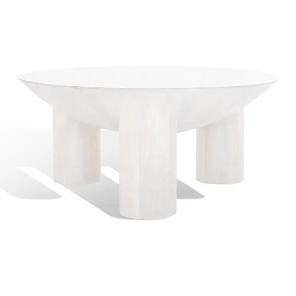 Calhoun White Wash Round Wood Coffee Table - The Mayfair Hall