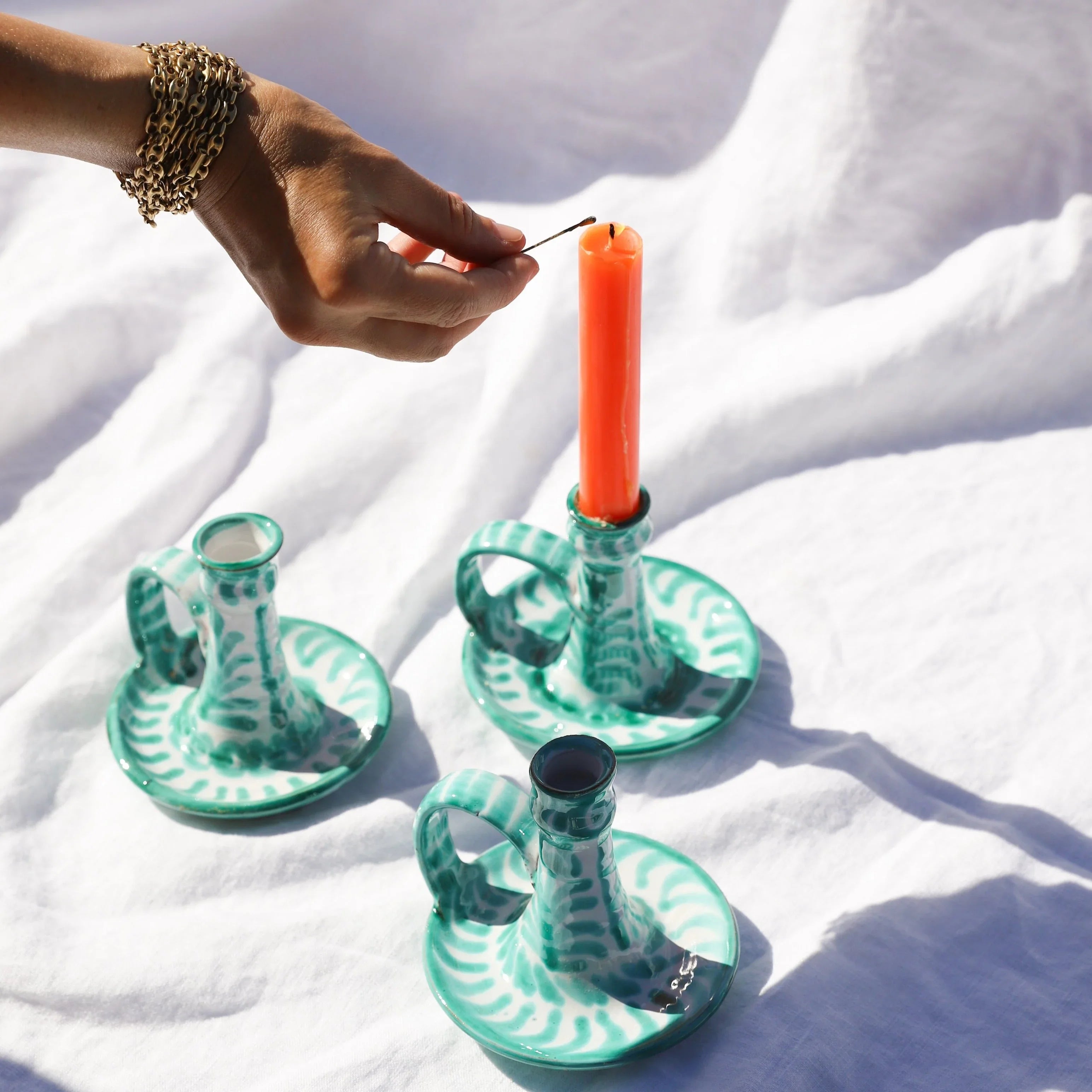 Candlestick with hand painted designs - The Mayfair Hall