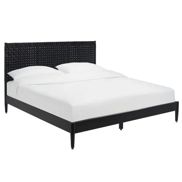 Cassity Black Leather Headboard King Bed - The Mayfair Hall