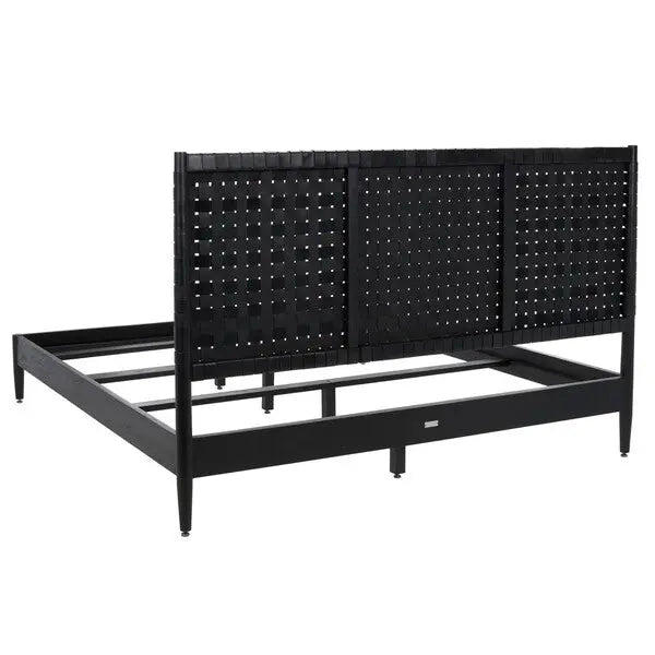 Cassity Black Leather Headboard King Bed - The Mayfair Hall