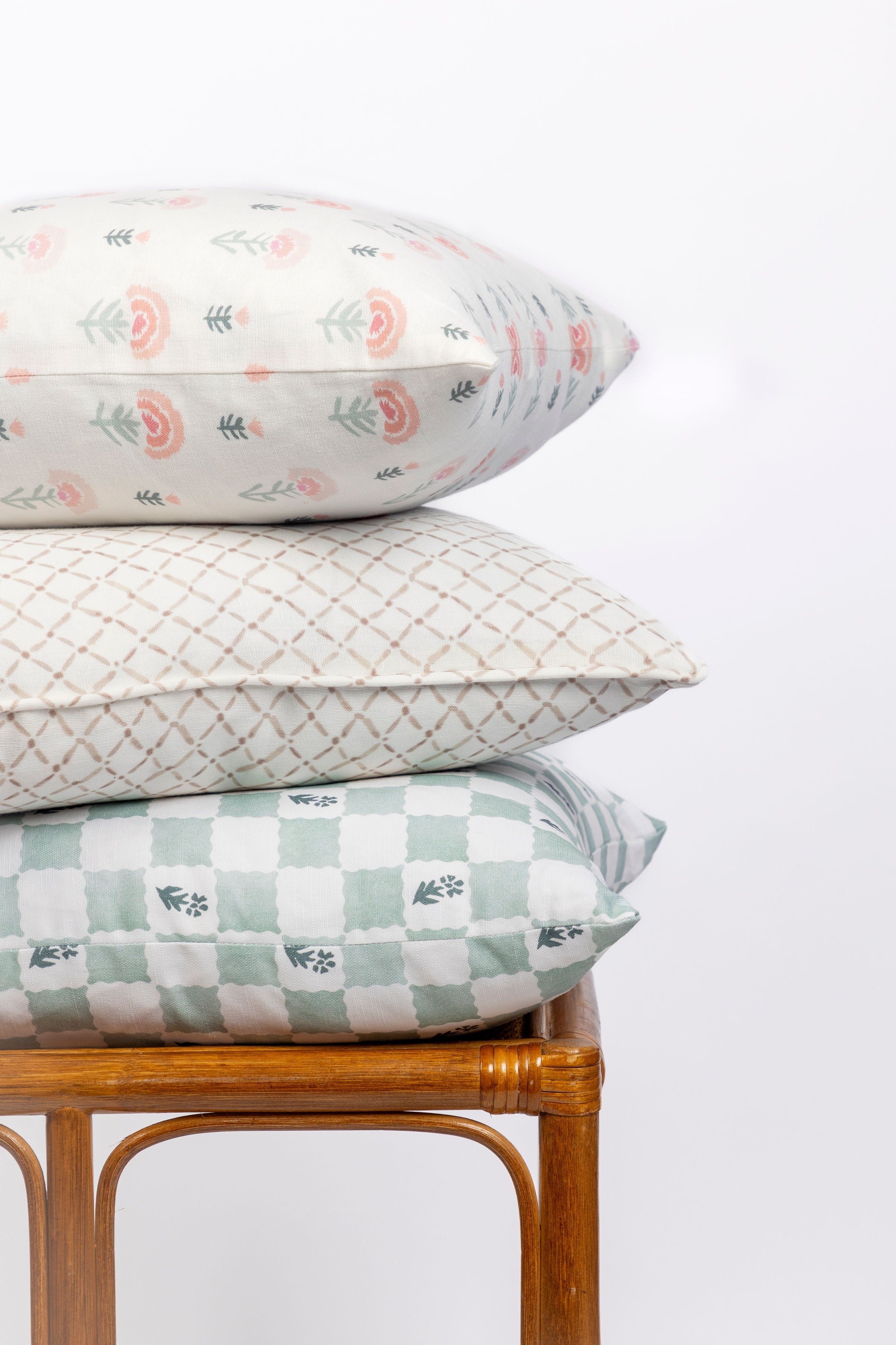 20x20" Pillow Cover - Check Fleur, Green