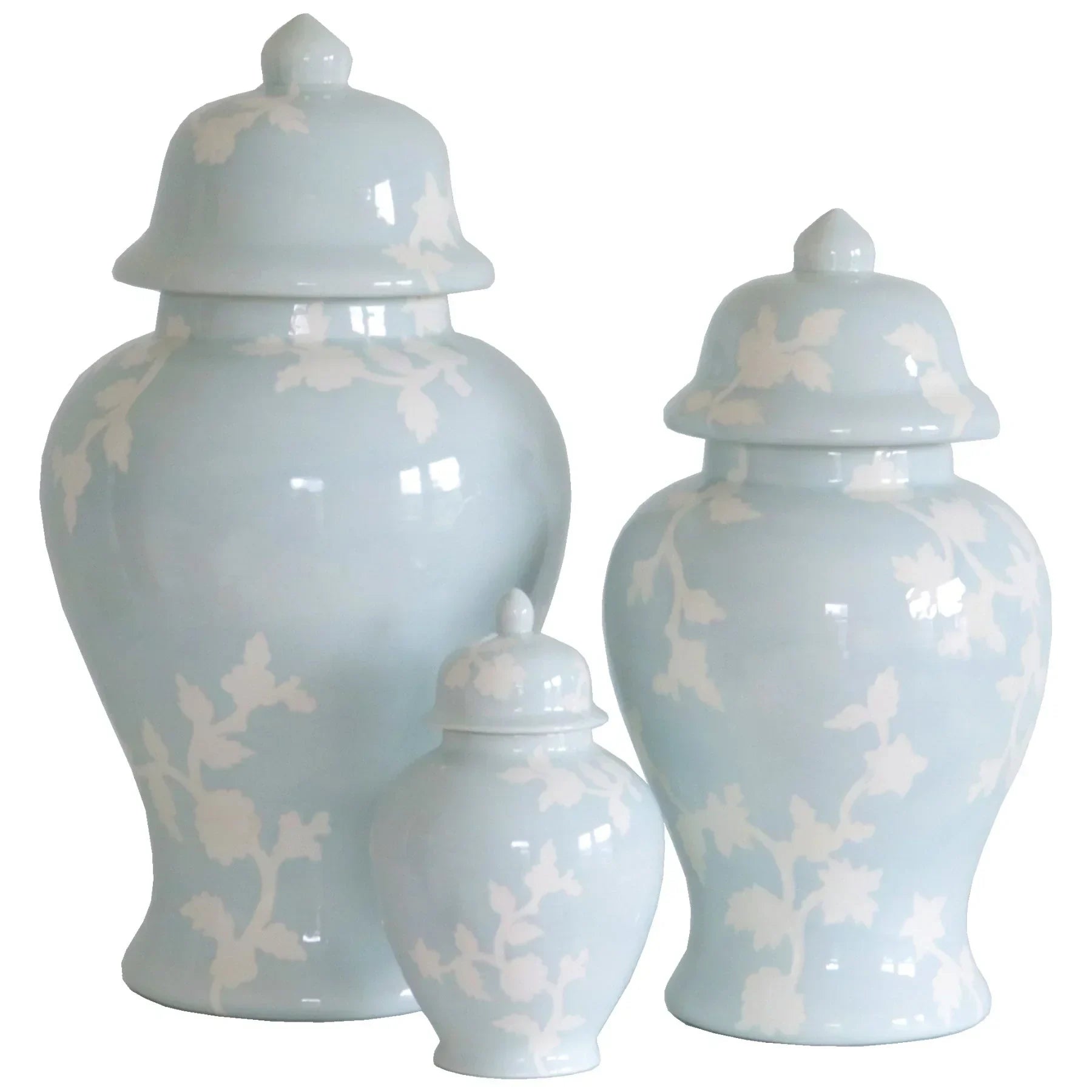 Chinoiserie Dreams Ginger Jars in Hydrangea Light Blue Large