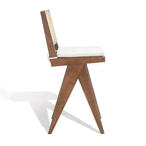 Colette Solid Ash Wood Bar Stool in Walnut - The Mayfair Hall