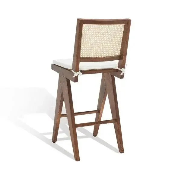 Colette Solid Ash Wood Bar Stool in Walnut - The Mayfair Hall