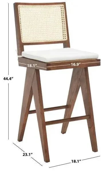 Colette Solid Ash Wood Bar Stool in Walnut - The Mayfair Hall