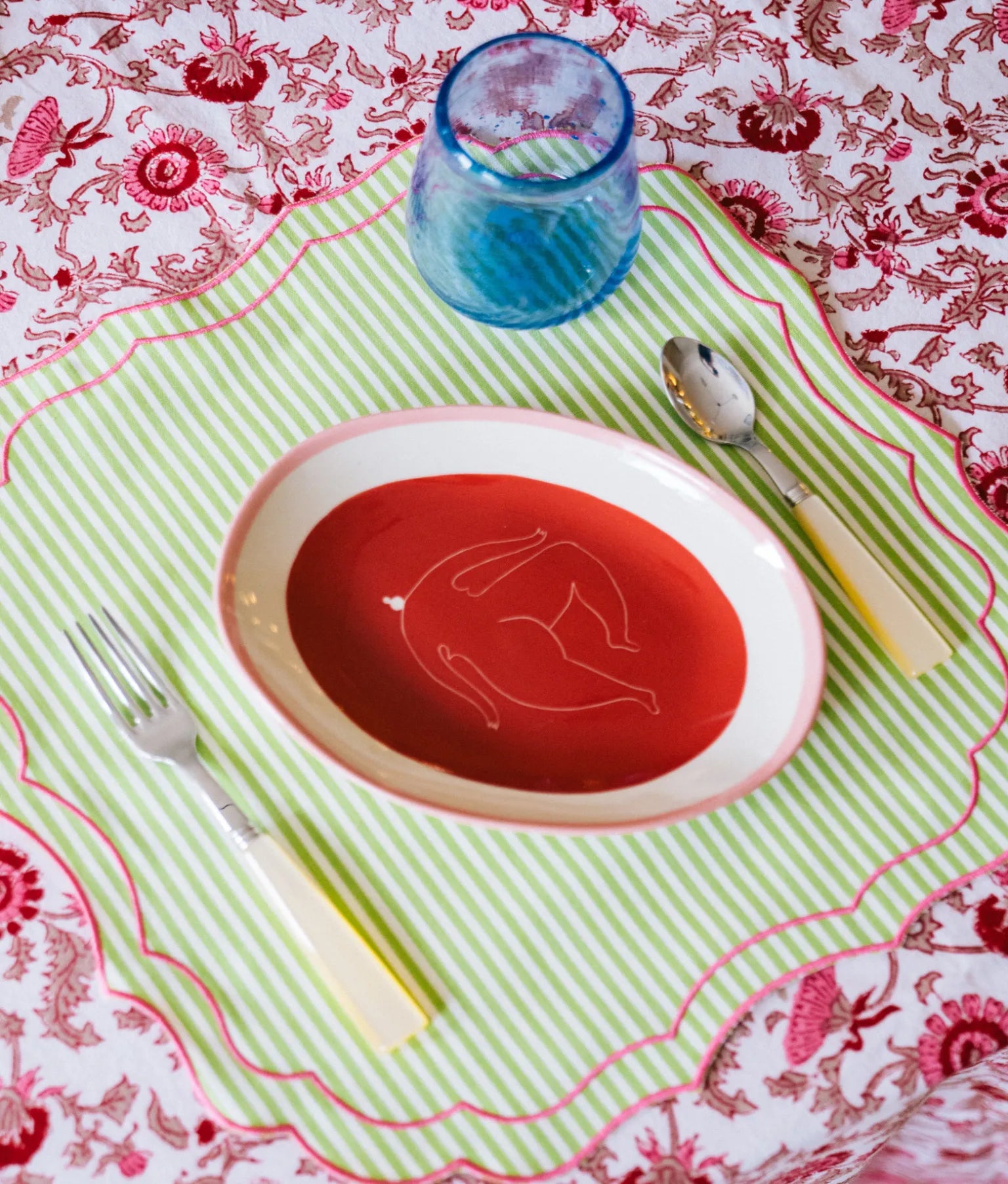 Oval Plate, Red Woman
