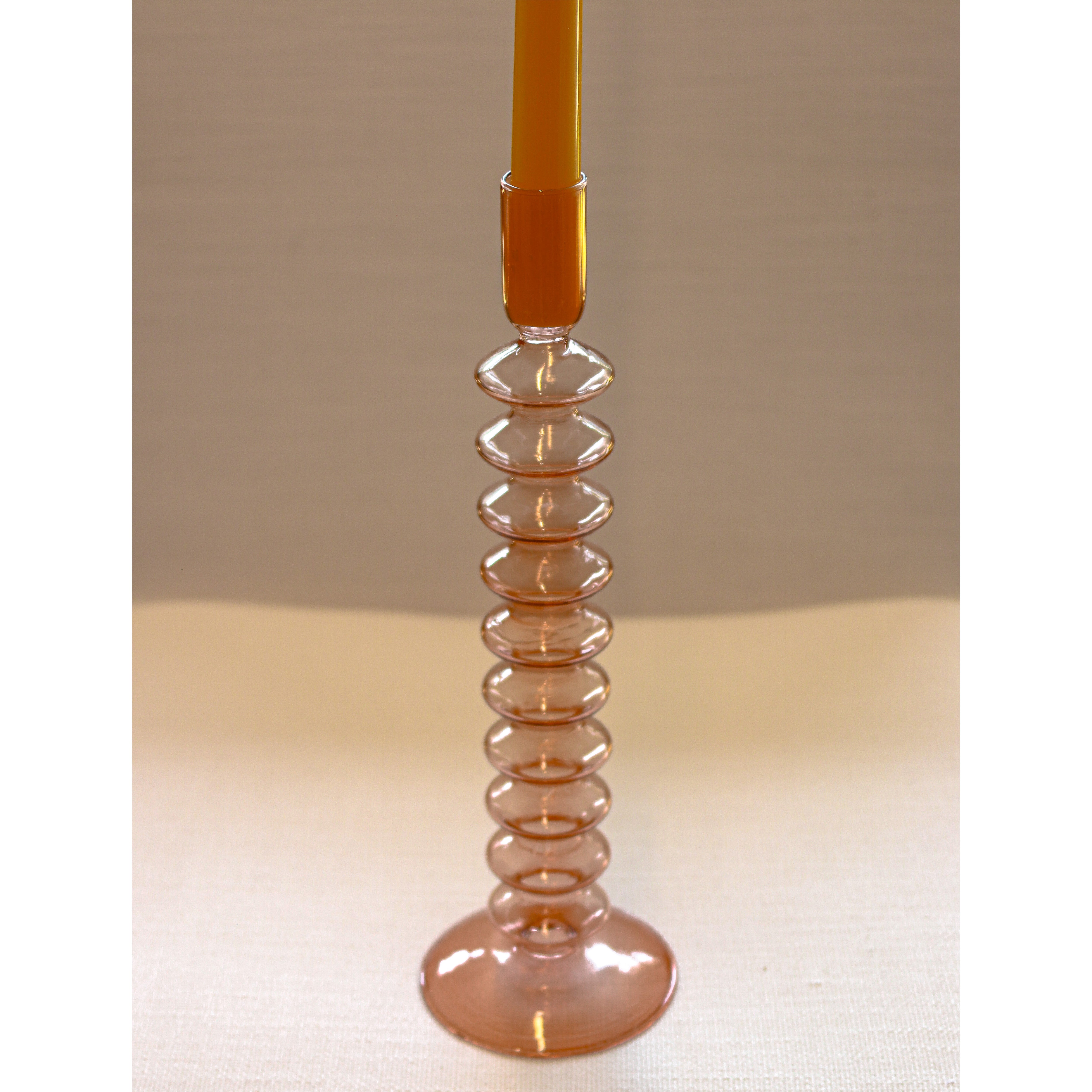 Coraline Glass Candle Holder in Peach Brown (Set of 2)