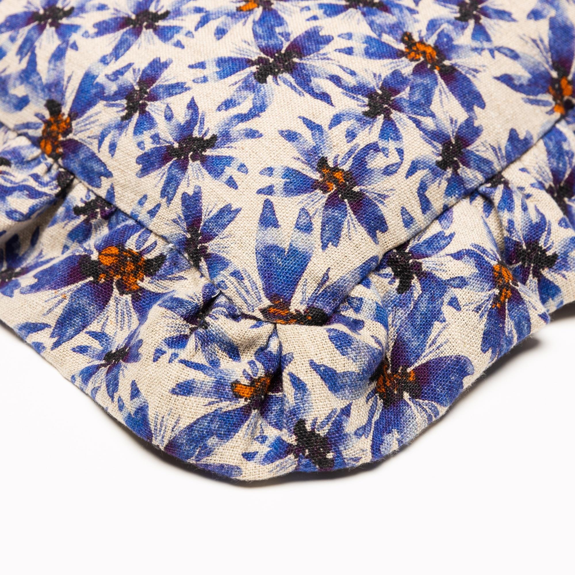 Organic Linen Ruffled Pillow Cover in Blue Harem